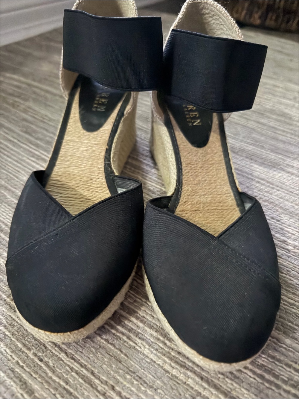 CHARLA Black Espadrille Wedge Sandals by Ralph Lauren